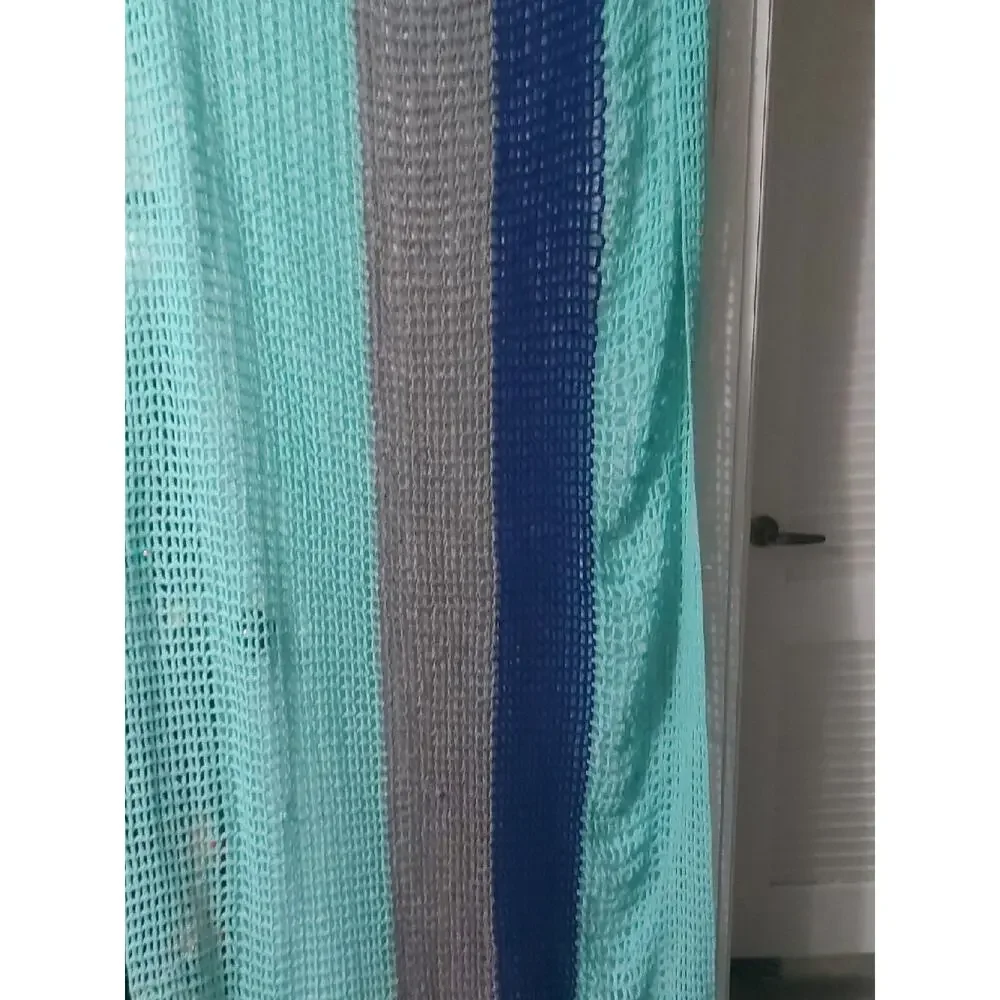 Crochet Quilt Throw Blanket Aqua/Gray/Blue 92L x 46W Comfy Cozy Winter Granny